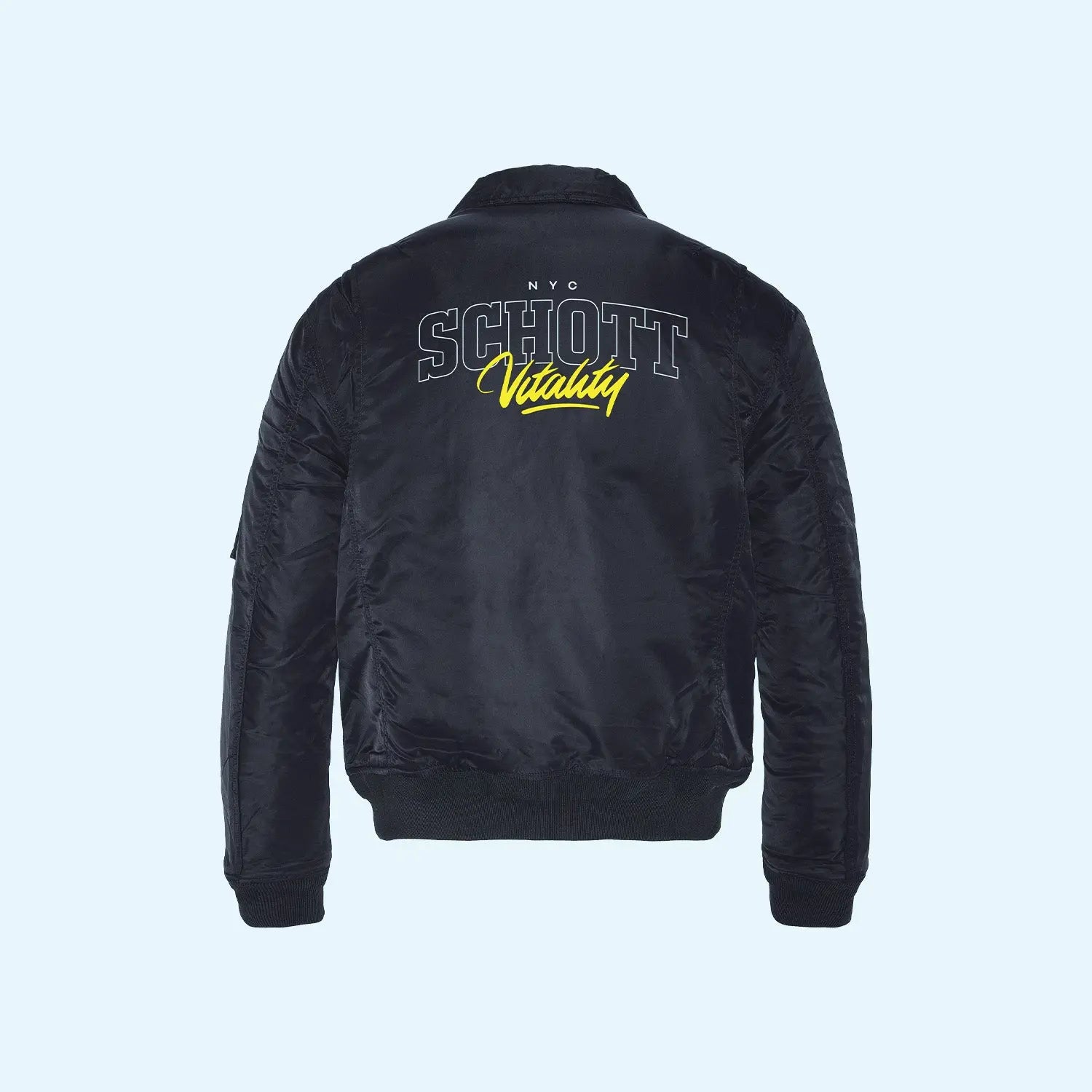 bomber schott x vitality noir et jaune dos