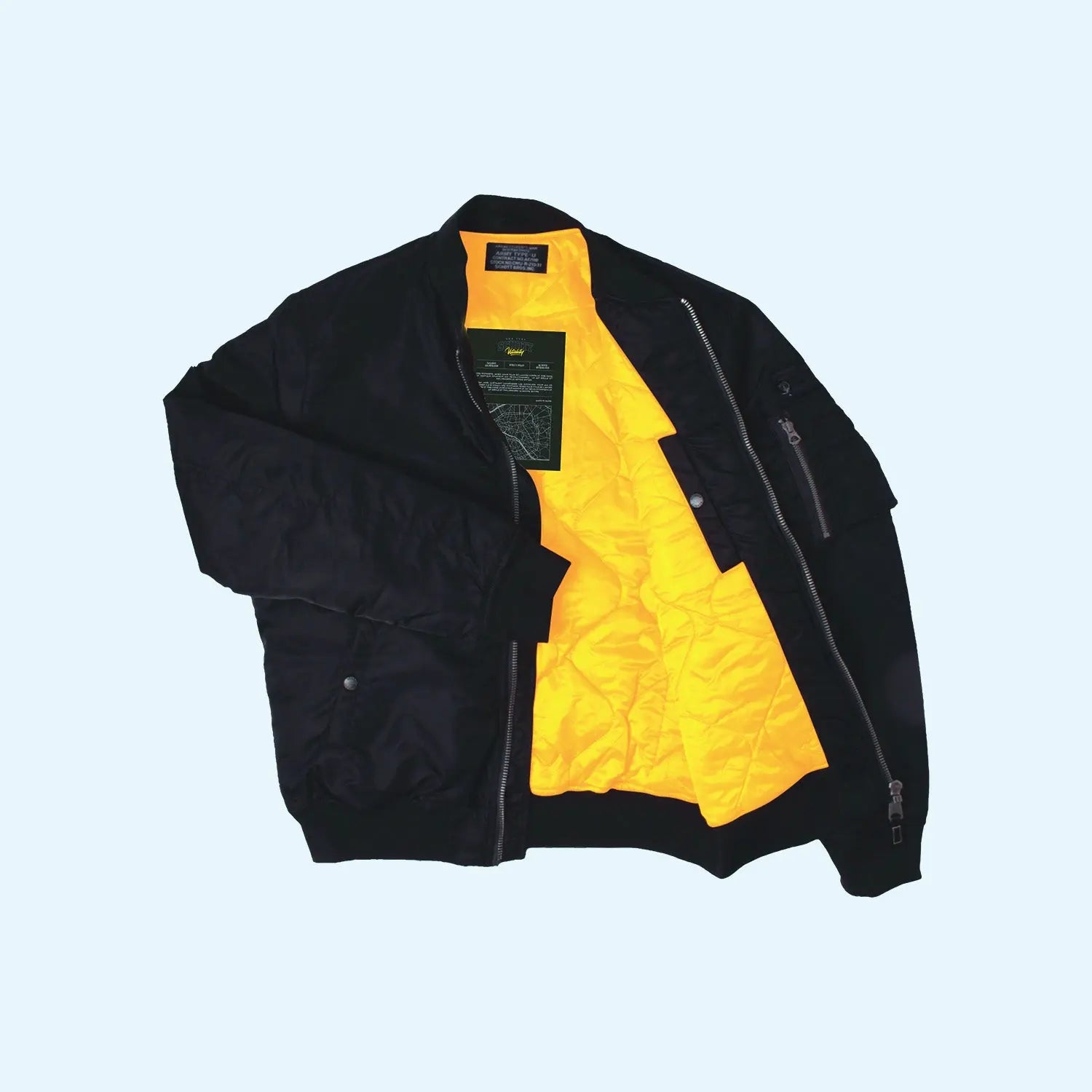 bomber schott x vitality noir et jaune doublure