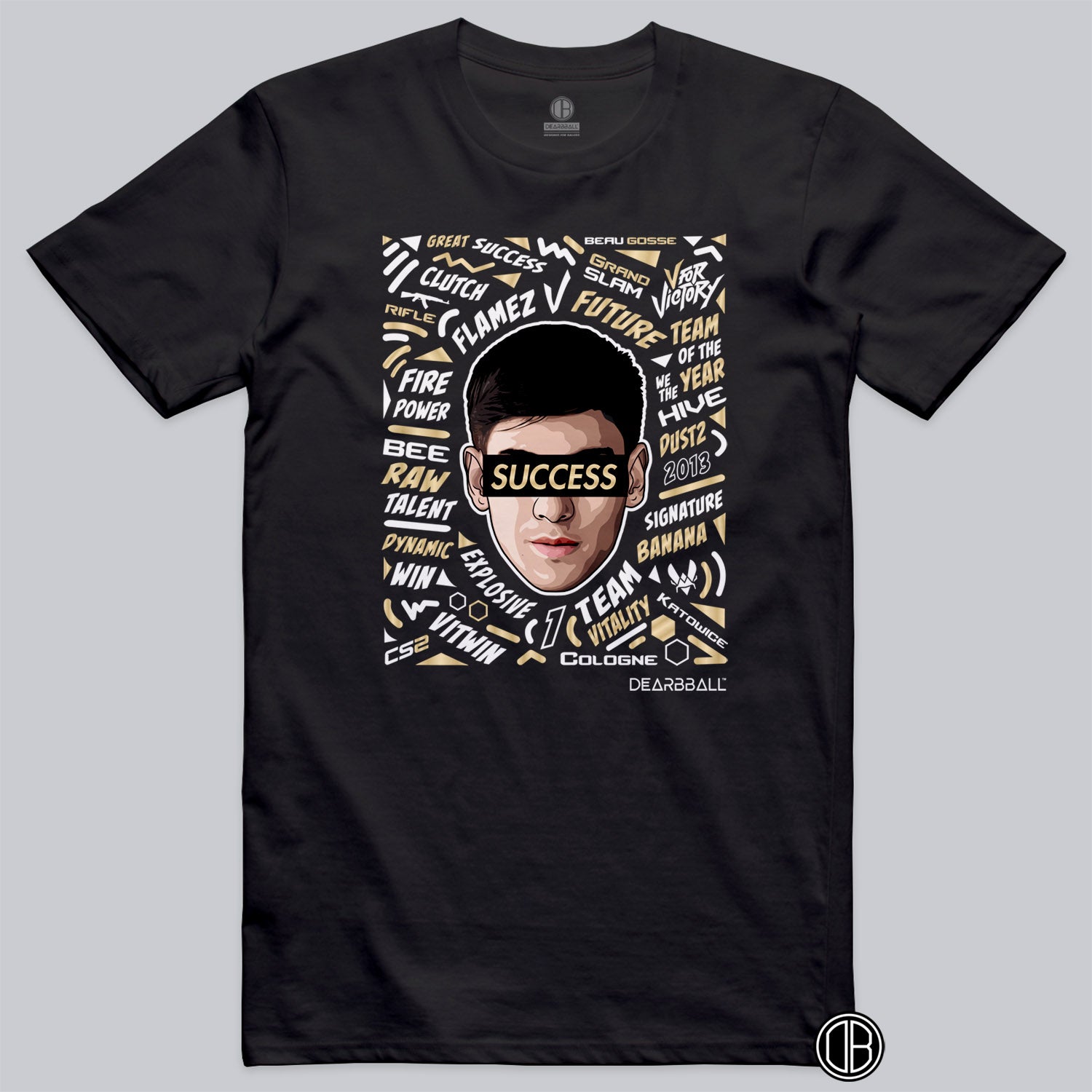 t-shirt dearbball x vitality noir flamez