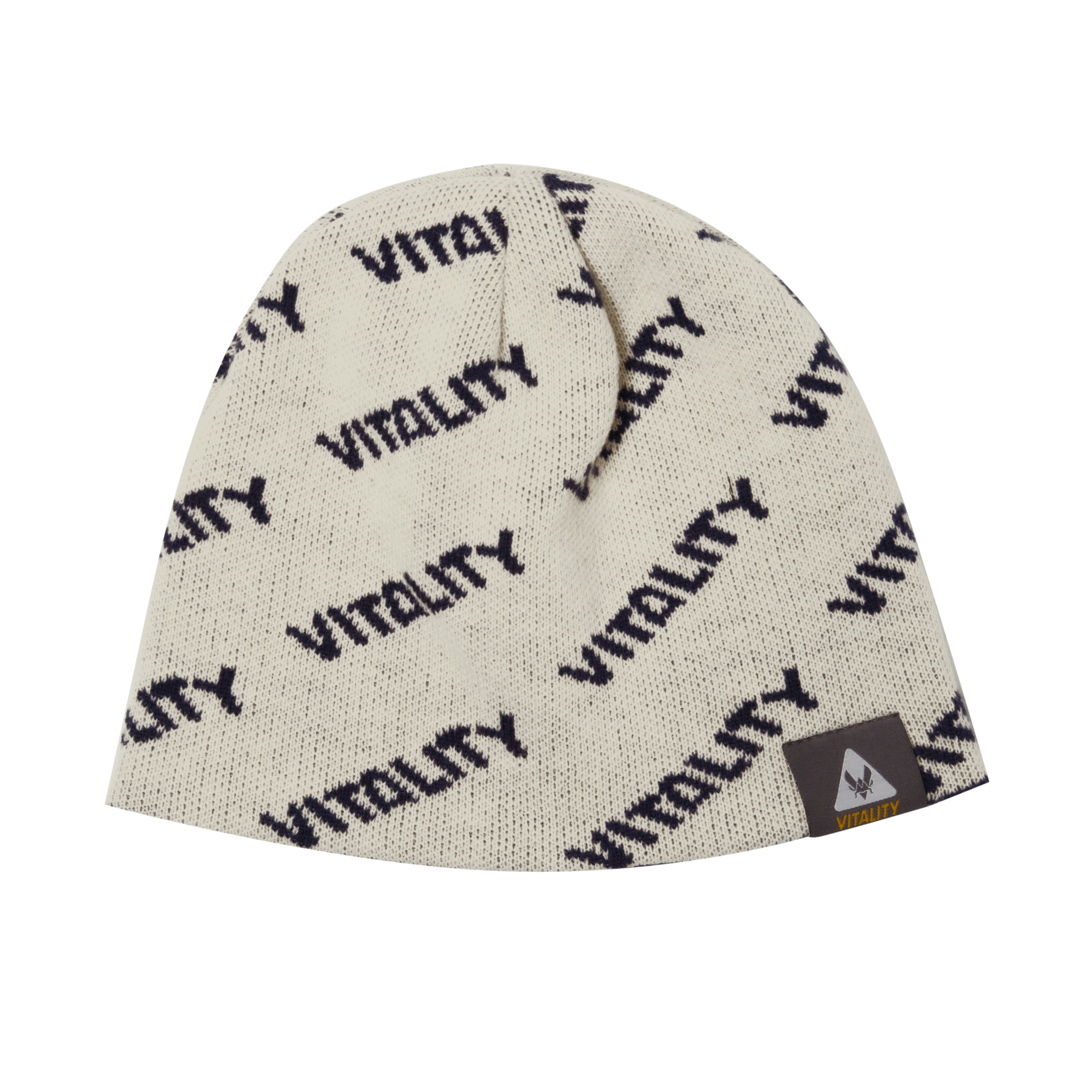 Beanie Logo Vitality reversible tan and blue