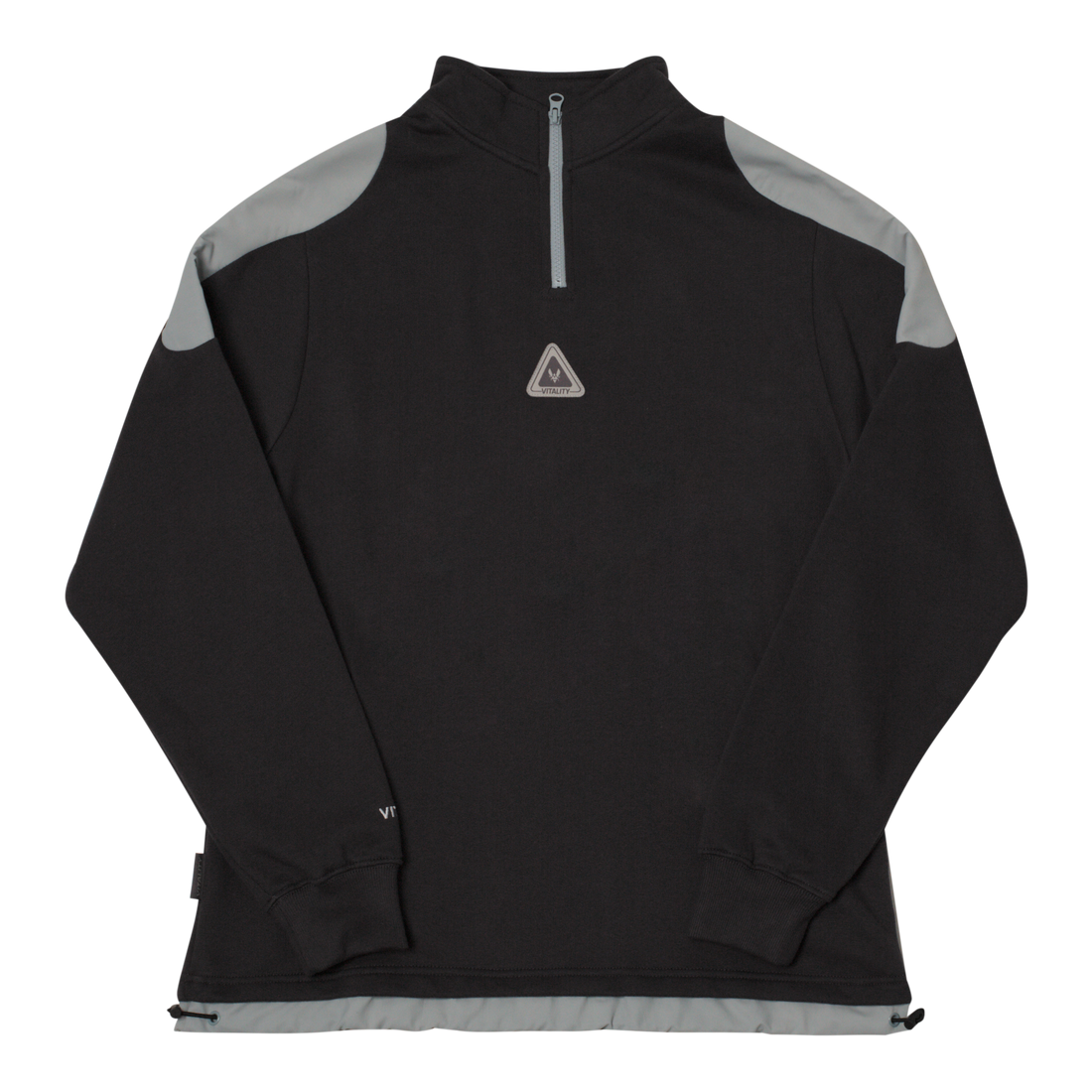 Black and gray Light Tech zip sweater