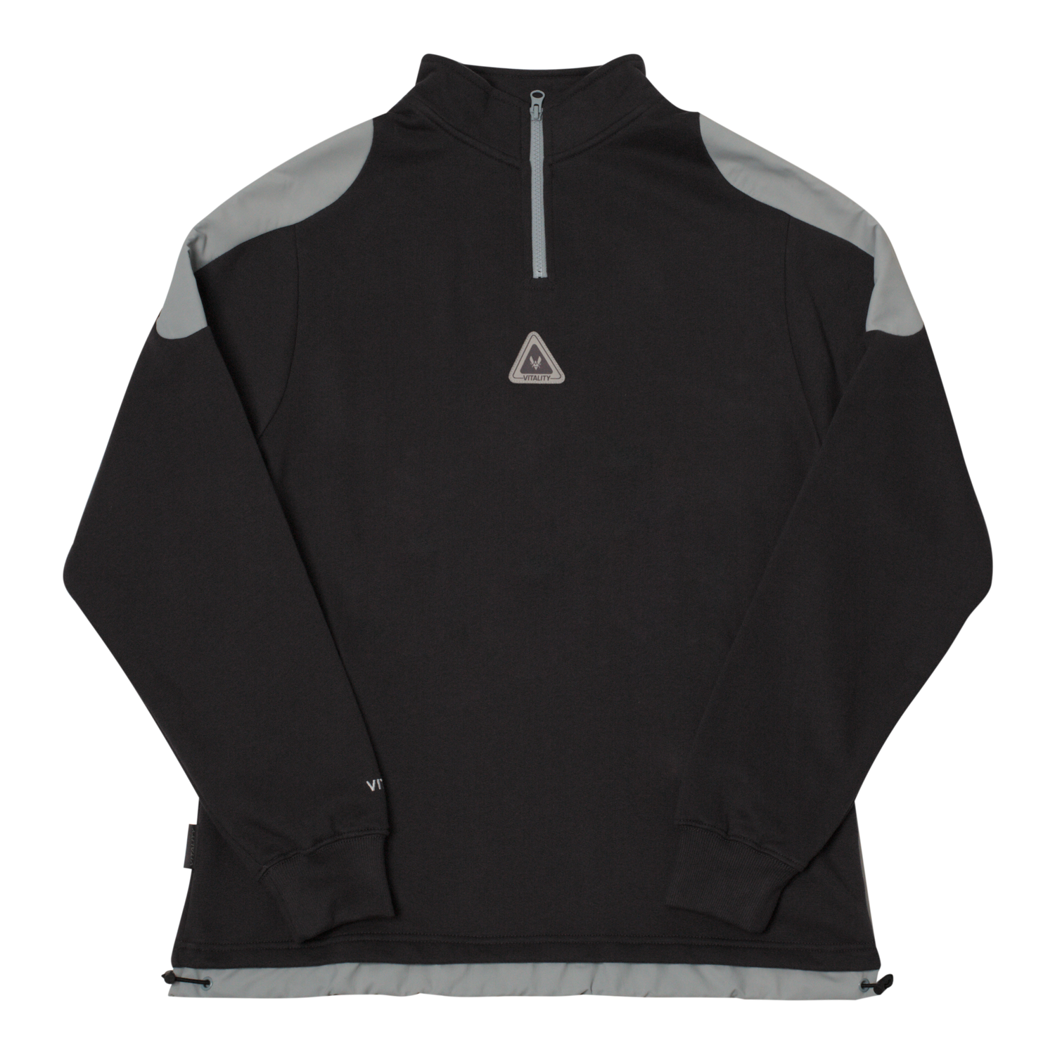 Black and gray Light Tech zip sweater