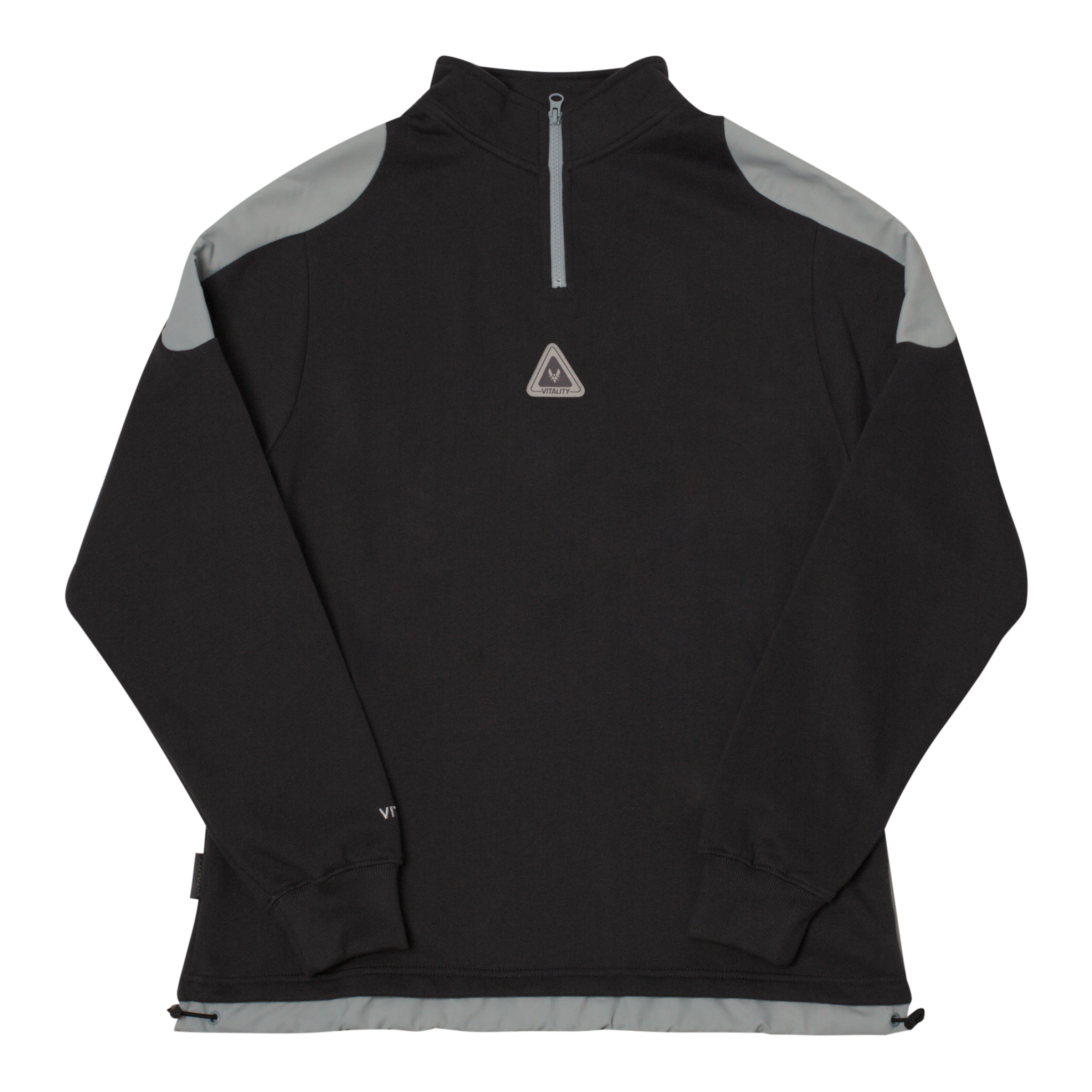 Black and gray Light Tech zip sweater