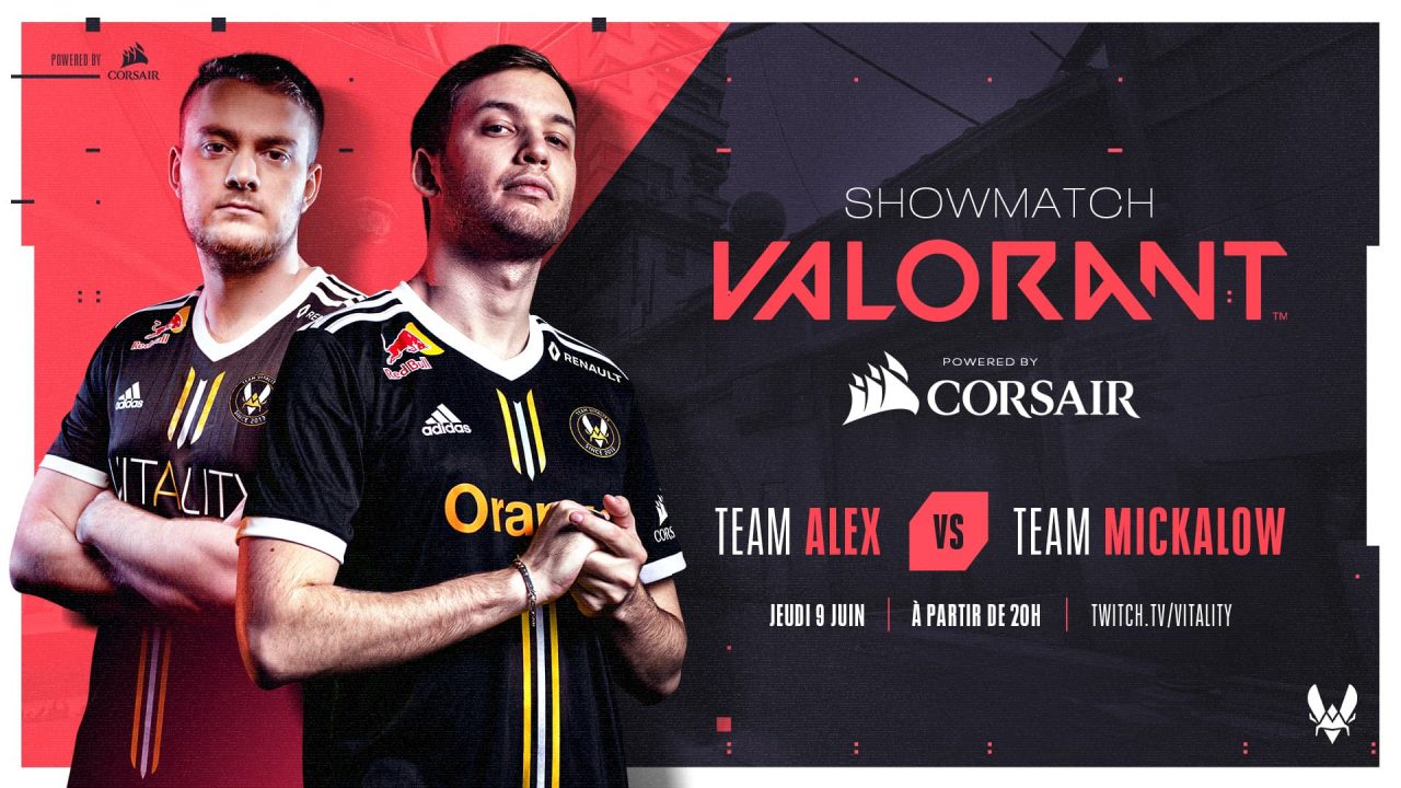 Annonce de live émission Showmatch Valorant duo challengers avec Corsair et Vitality